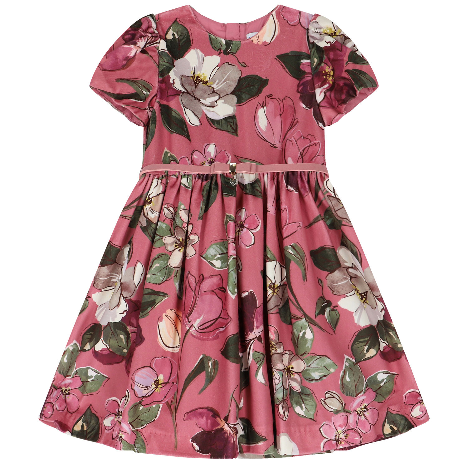 فستان بنات بطبعة الزهور باللون الزهري, 2, hi-res